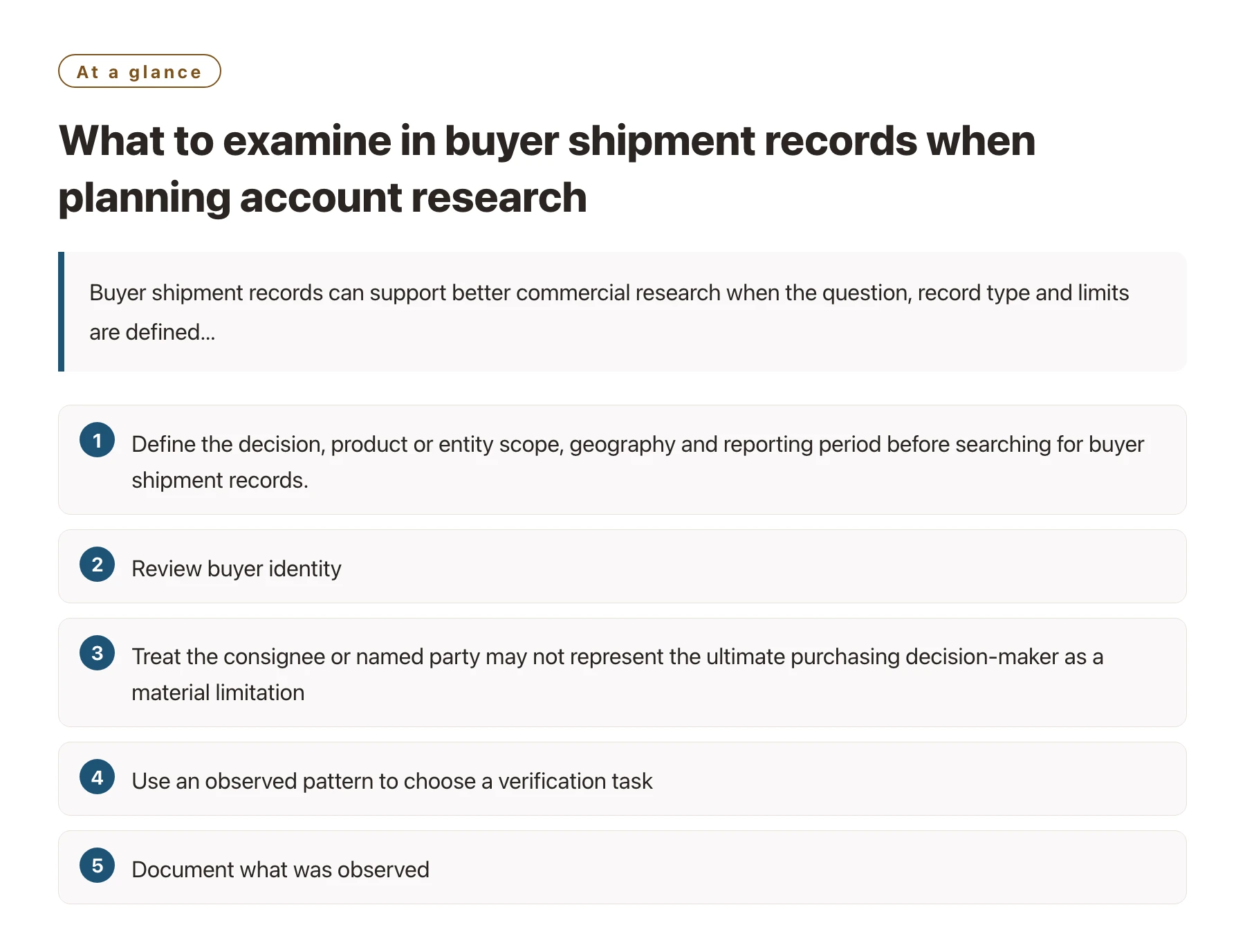 What to examine in buyer shipment records when planning account research——全文要点速览