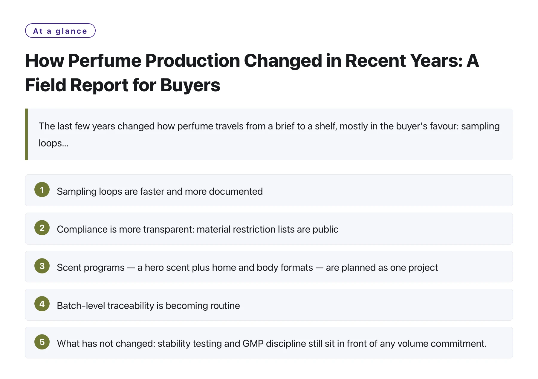 How Perfume Production Changed in Recent Years: A Field Report for Buyers——全文要点速览